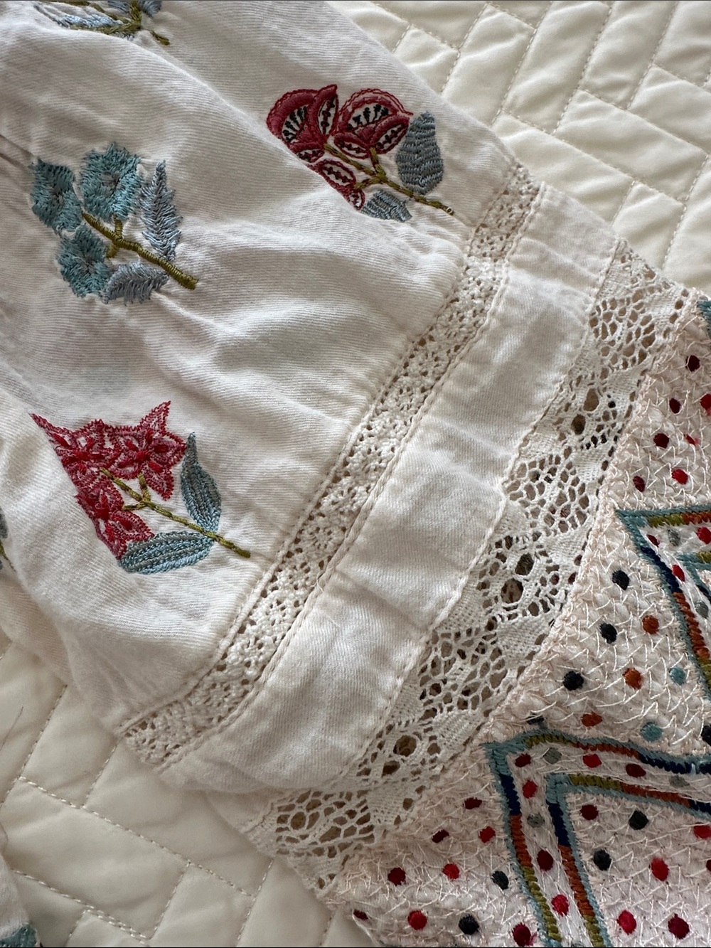 Women's Embroidered White Peasant Blouse - Picture 9 of 12